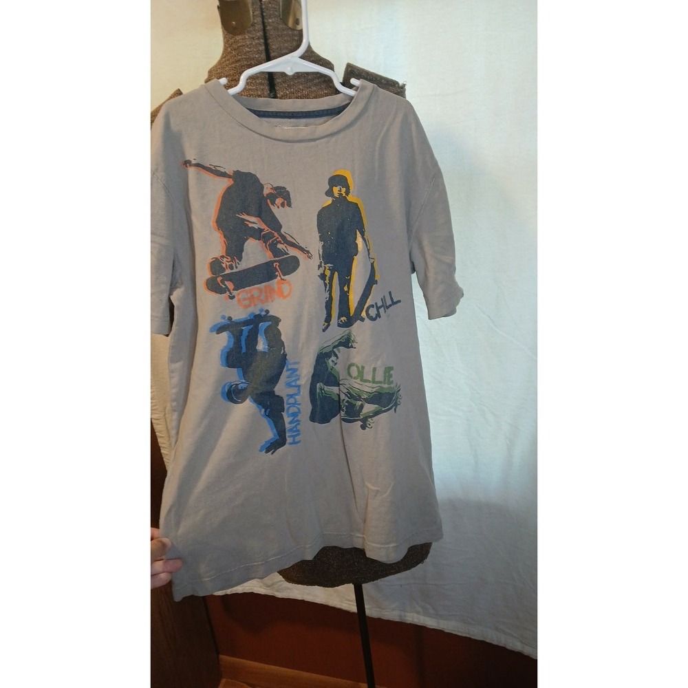 Gap Kids Boys XL Gray Skater Graphic T-Shirt Short Sleeve Skateboarding Tee